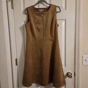 Sandra Darren Tan Suede Sleeveless Mini Dress Size 10